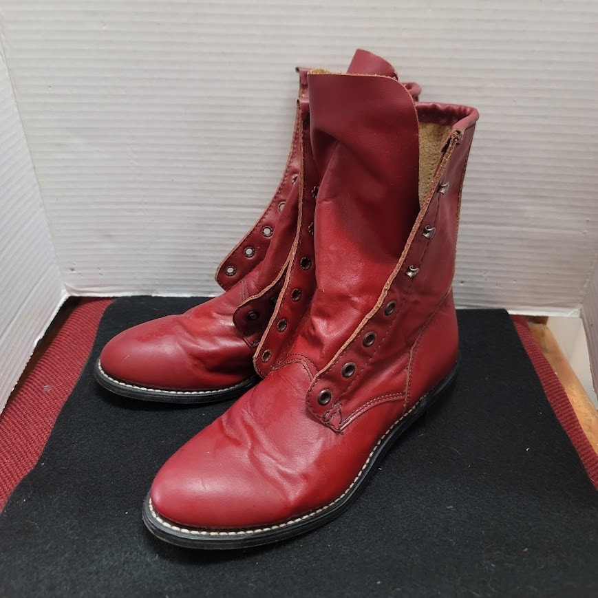Vintage Packer Roper Kiltie Boots By Rodeo Drive Size 7.5 Leather Red Lace Up — image 3 of 8